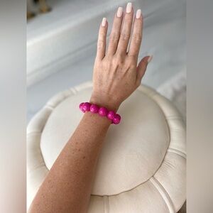 Pink beaded stretchable statement bracelet